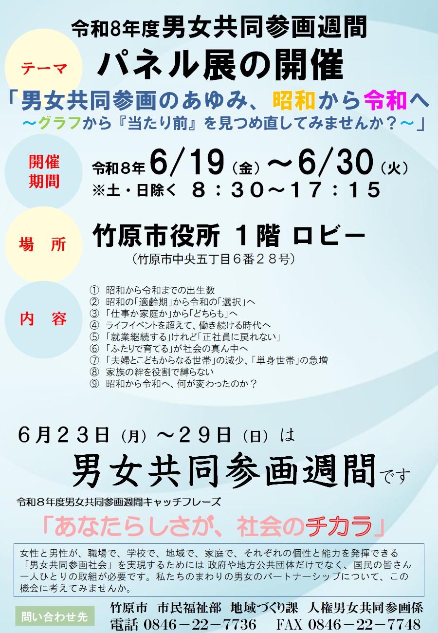 令和8年度男女共同参画週間パネル展の開催