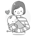 赤ちゃんを抱いて幸せそうに笑っている女性のイラスト